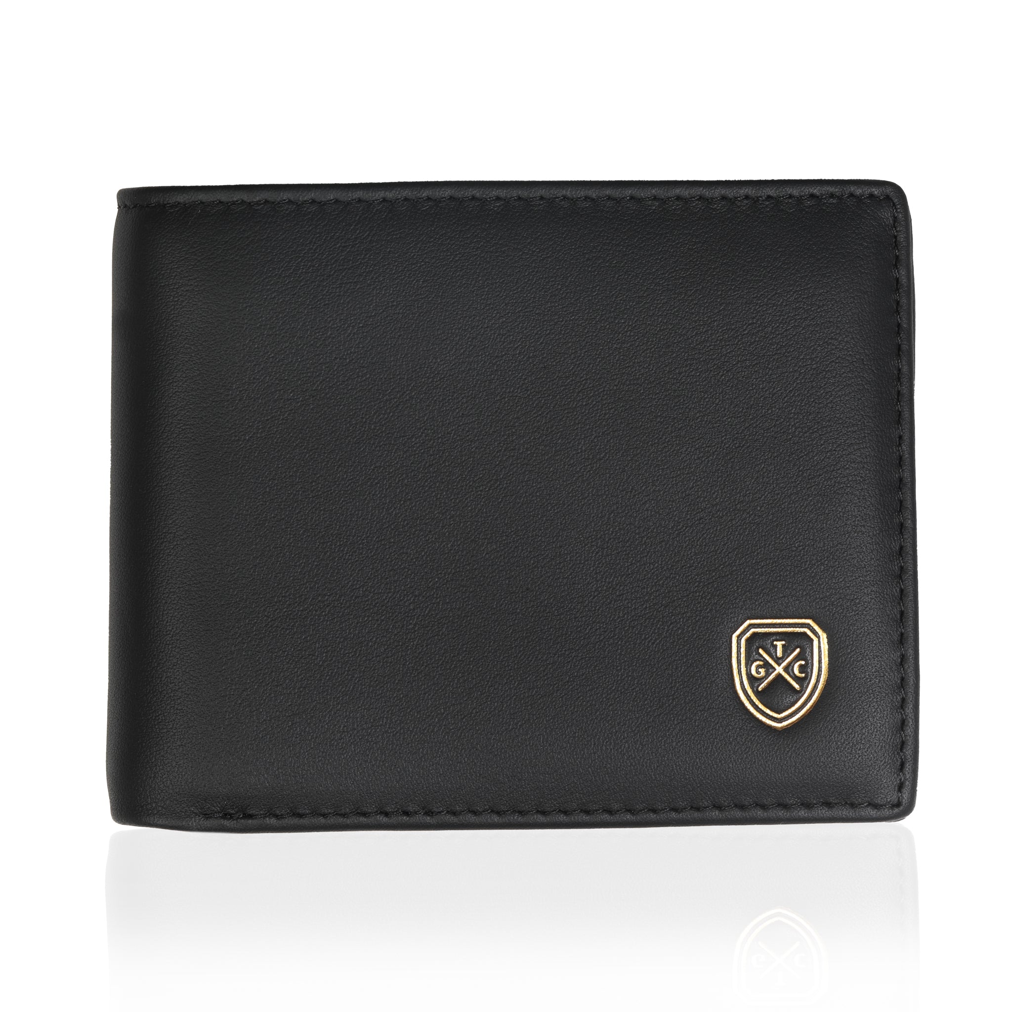 Black & Green Full-Grain Leather Billfold Wallet